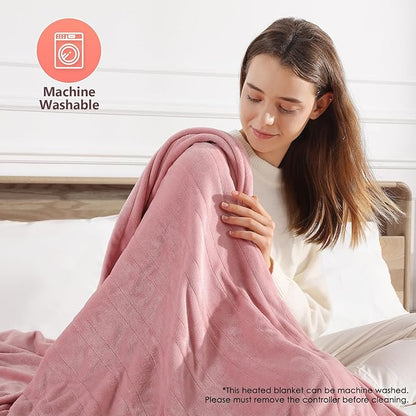 Electric Blanket Queen Heated Blanket Queen Size 84''X 90'' Soft Cozy Flannel with Dual Controller Heating Blanket of 5 Heating Level & 10 Hour Auto Off, ETL & FCC Certified, Machine Washable