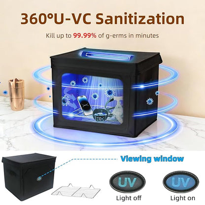 Large UV Sanitizer Box, 36L Portable Sanitizing and Cleaning Machine with 3-Level Timer, O-zone Foldable UV Cleaner Box for Household Use Like Phone, Towel, Key, Etc. with O-zone