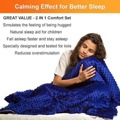 Super Soft Weighted Blanket for Kids with Removable Cover - 10 Lbs 48'' x 72'' Comfortable Children Heavy Blanket for Boys and Girls - Comforting Kids Weighted Blanket