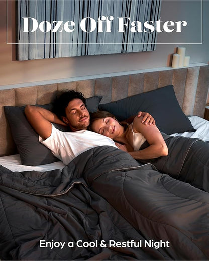 Lavish Comforts® Cooling Comforter King Size │Premium Soft Breathable Summer Cooling Blanket for Hot Sleepers │All Season Comforter │106"x96" Charcoal Dark Grey│Gift-Ready Box