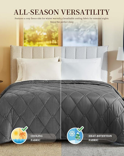 L'AGRATY Queen/King Size Weighted Blanket for Adults 20lbs, 80"x87" — Cooling Breathable Heavy Blanket with Glass Beads for Sleeping Perfect Hot Sleepers & Couples Machine Washable All-Season Grey