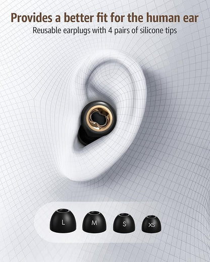 Ear Plugs for Sleeping 45DB Noise Cancelling: Ultra-Comfy Reusable Noise-Reducing Earplugs for Concerts & Travel & Snoring-Silicone Hearing Protection Earbuds with 8 Eartips - Black