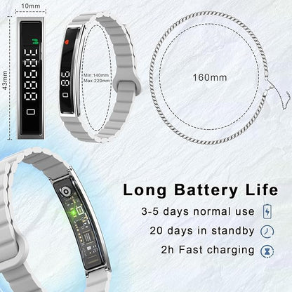 Efolen Smart Bracelet for Women,Ultralight Fitness Tracker Smart Wristband with Heart Rate/Blood Oxygen/Sleep Monitor/Pedometer,Slim Smartwatch for Android iPhone,Activity Tracker,2 Band,Silver