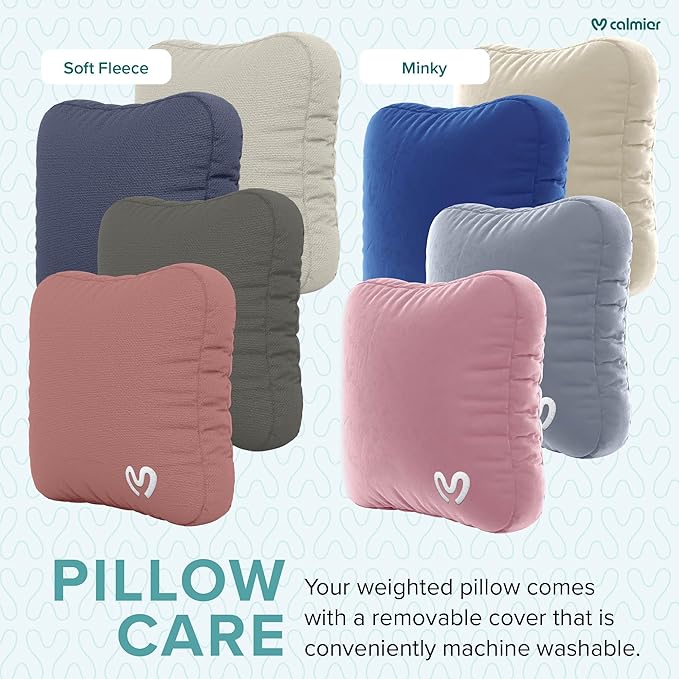Calmier - 9 lb Sensory Weighted Pillow - Glass Bead Filled Hug Pillow - Ultra Plush Cozy Weight Sensory Pillows for Adults and Kids - Weighted Lap Pad (Pink- Fleece, 9 LBS)