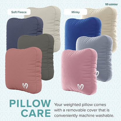 Calmier - 12 lb Sensory Weighted Pillow - Glass Bead Filled Hug Pillow - Ultra Plush Cozy Weight Sensory Pillows for Adults and Kids - Weighted Lap Pad (Blue- Minky, 12 LBS)