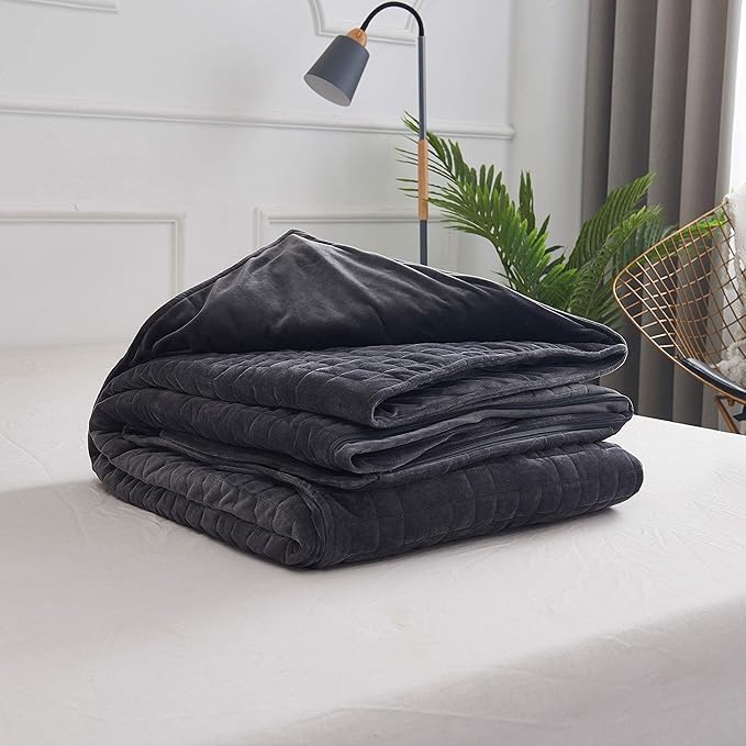 CoolZen™ Cooling Weighted Blanket 25 lbs with Removable Cover — Heavy Blanket for Adults, Calming, & Sleeping — Weighted Comforter with Premium Glass Beads for All Seasons — 60”x80” Queen Bed Size