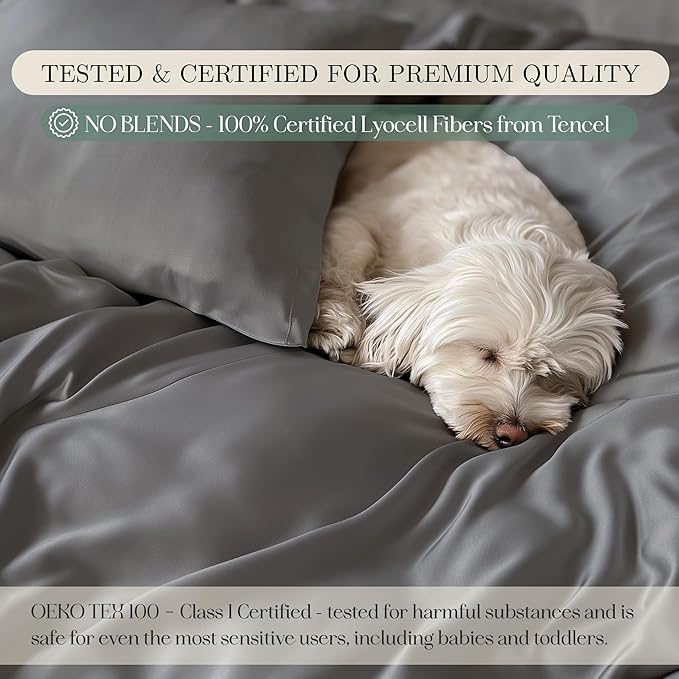 Eucalyptus Sheets - Infused with Silver for Anti-Odor, Softer Than Silk Fibers, More Cooling Than Cotton - Perfect for Hot Sleepers & Sensitive Skin - 100% Tencel Lyocell - Cali-King Sheet Set
