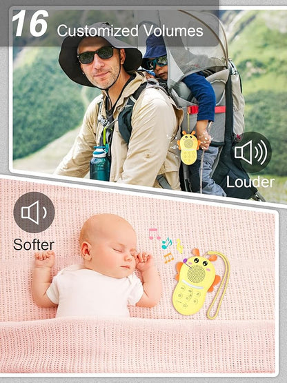 Portable Sound Machine for Baby,White Noise Sound Machine for Babies and Kids,Rechargeable Lullaby Machine with Light,Travel Sound Machine for Sleep,Great for Baby Registry Gift