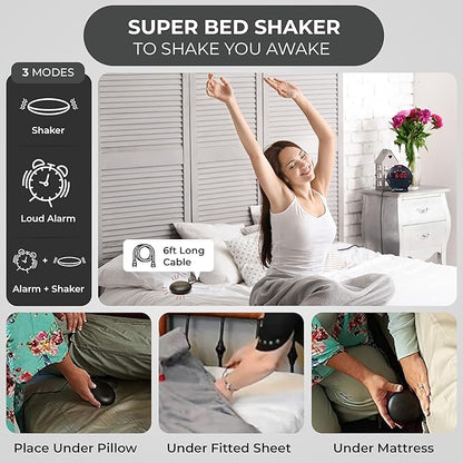 Sonic Alert Small Digital Alarm Clock with Battery Backup, Snooze, Full Range Brightness Dimmer, Outlet Powered Compact Clock for Bedrooms, Desk, Bedside, Simple to Operate (Black)