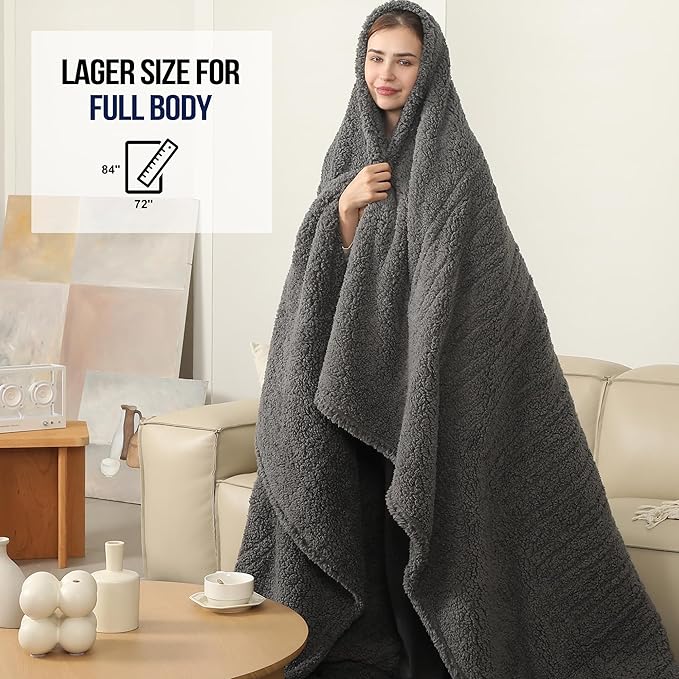 Full Size Heated Blanket, Electric Heated Blanket with 6 Heating Levels & 1-10 Hours Adjustable Timer, Ultra Soft and Thick Washable Full Electric Blanket for Bed, 72"X84", Dark Gray