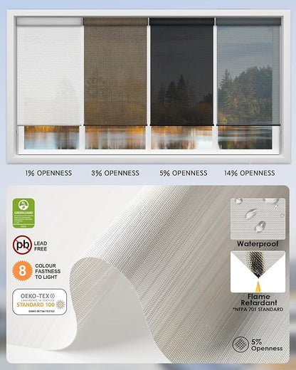 Yoolax Motorized Solar Shades, Light Filtering Motorized Blinds with Remote Smart Blinds Compatible Flame Retardant Roller Shades for Windows Home Office Custom Size (5% Openness Textured Gray)