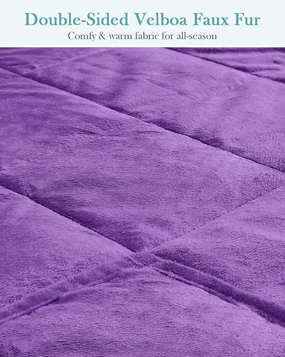 Topblan Weighted Blanket Queen Size 20lbs, Adult Weighted Blankets with Soft Warm Fabric for Sleeping and Calming, Adult Heavy Blanket for Sofa Bed, Purple, 60 x 80 inches