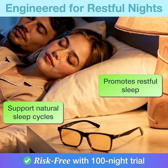 Orange Blue Light Blocking Glasses for Better Sleep - 99.5% Premium Acetate Computer Migraine Glasses for Women & Men - Amber Gaming Glasses - TV Blue Light Blockers Gamer Glasses for Eye Strain