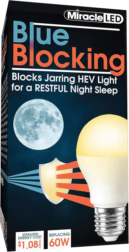 MiracleLED 604591 Blue Blocking Night Time Sleep Bulb in Soothing Amber Glow to Replicate Setting Sun and Produce Melatonin Organically, 60W Replacement