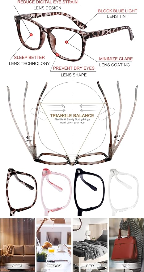 4 PACKS Blue Light Blocking Reading Glasses Women 1.0 1.25 1.5 1.75 2.0 2.25 2.5 2.75 3.0 3.5 4.0 5.0 6.0