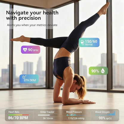 Smart Ring for Women,Fitness & Activity Tracker with Blood Oxygen/Heart Rate Monitor, Sleep Tracker, Step Counter, IP68 Waterproof Ring for iOS&Android,Fast Charge,No Subscription (Rose Gold,Size10）