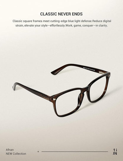 TIJN Blue Light Blocking Glasses for Women Men Clear Frame Square Nerd Eyeglasses Anti Blue Ray Computer Screen Glasses