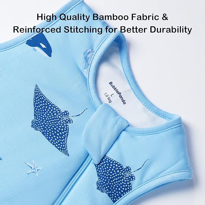 BubblePanda Rayon Made from Bamboo Sleep Sack 2t-3t 1.0 Tog Soft Toddler Sleeping Sack 24-36 Months for Babies 2-Way Zipper Baby Wearable Blanket