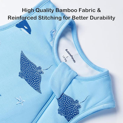 BubblePanda Rayon Made from Bamboo Sleep Sack 0-6 Months 1.0 Tog Soft Toddler Sleeping Sack 3-6 Months for Infant Newborn Babies 2-Way Zipper Baby Wearable Blanket 0-3 Months