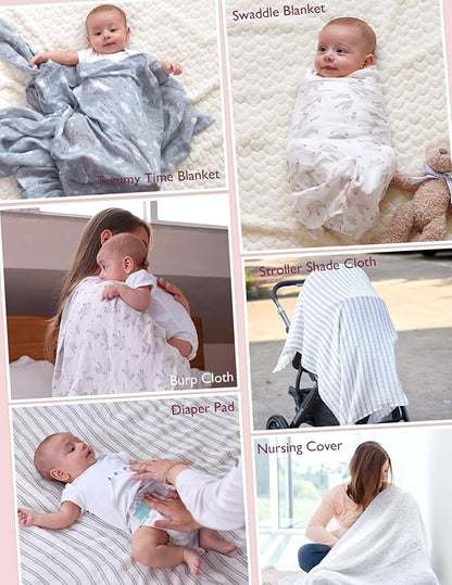Momcozy Muslin Swaddle Blankets, Ultra Soft Neutral Baby Essentials Must Haves Registry Search, Breathable Large 47'' x 47'' Newborn Boys Girls Swaddle Receiving Blanket, Sugar Bowl Bunny