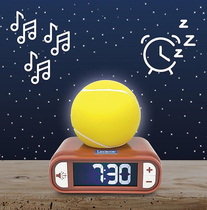 LEXiBOOK, Tennis, Tennis Nightlight Alarm Clock, Sounds and Melodies, Backlit LCD Screen, Luminous, Snooze, RL800T
