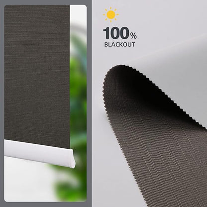 ZSTARR Motorized Blackout Window Blinds Remote Control Automated Window Blinds Rechargeable Roller Shades Blinds with Valance,Customized Size (Gray-Brown)