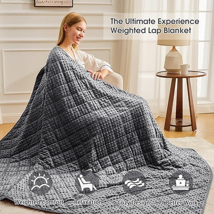 Grey Weighted Blanket for Adults 15lbs, 48"x72", Twin Full Size Cooling Minky Heavy Throw Blanket for 120-160lbs, Soft Winter Thick Big Blankets Weighted Comforter Gift for Sleeping