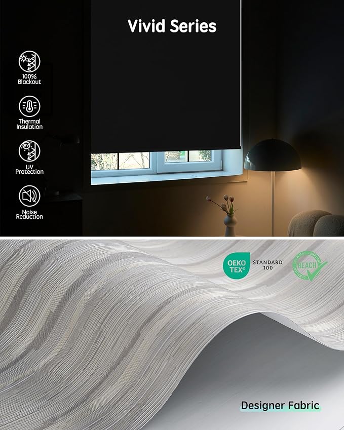Yoolax Motorized Blinds with Remote, Smart Blinds for Windows Blackout Automatic Shades Compatible with Alexa Remote Control Roller Window Shades with Valance, Custom Size (V-Jungle Grey Feather)