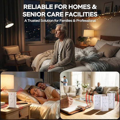 Early Alert Bed Alarm for Elderly - On/Under-Mattress Sensor Pad & Pager with Dual Alert Modes(Bedside Alarm & Bed Exit Alarm)Larger, Wider, and with Higher Accuracy for Elderly and Dementia Patients