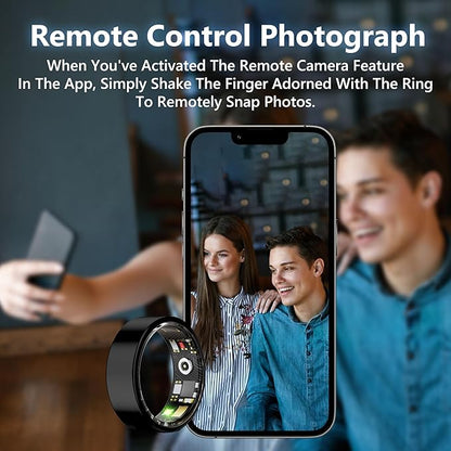 Smart Health Ring for Women Men Fitness Tracker with Heart Rate, Blood Oxygen, Blood Pressure, Sleep Monitoring, Step Counting, IP68 Waterproof for iOS and Android, No APP Fee, Black 6