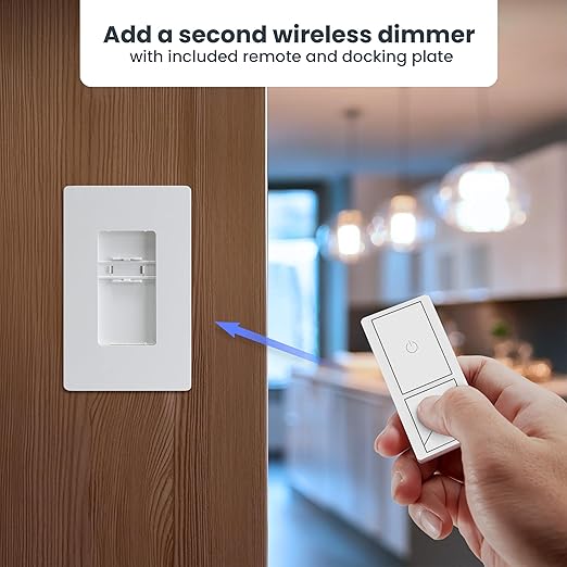 Feit Electric Smart WiFi Dimmer Switch with Remote, Single-Pole/3-Way/4-Way, Voice Control with Alexa & Google Asst, Wireless Wall-Mount Remote, App Control, Neutral Wire Required