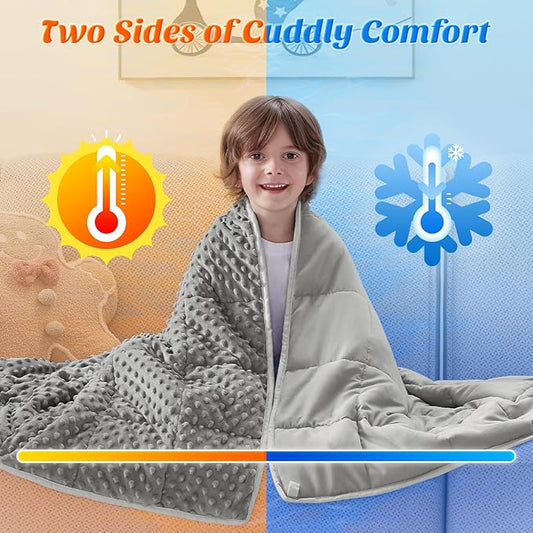 anfie Weighted Blanket Kids(36"x48" 5lbs) Weighted Blanket Cooling Blanket for Sleeping,Throw Size Breathable Blanket with Premium Glass Bead(Grey)
