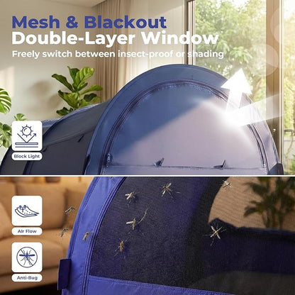 LEEDOR® Bed Tent Dream Tents Bed Canopy Shelter Cabin Indoor Privacy Warm Breathable Pop Up Twin/Full/Queen for Kids and Adult Patent Pending(Mattress Not Included)