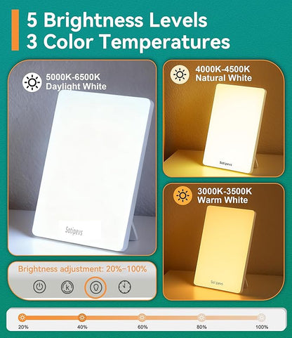 Light Therapy Lamp, 15,000 Lux Happy Lamp, Adjustable Brightness UV-Free, Touch Control Sun Lamp with Memory Function Timer - Home/Office Use As Lift Mood