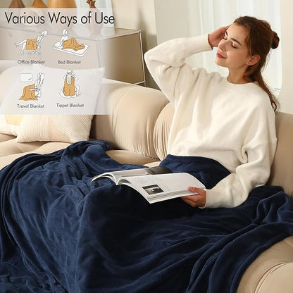 Heated Blanket Electric Blanket Twin Size, Fast Heating & Overheating Protection, Ultra Soft Heated Throw Blanket Twin Size with 5 Heating Levels & 10 Hours Auto Off, 62"x84", Navy Blue