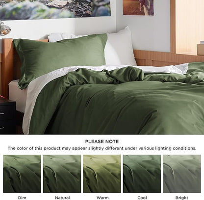 Bedsure Duvet Cover Twin/Twin XL Size - Extra Soft Double Brushed Bedding Set with Zipper Closure, 2 Pieces, Includes 1 Duvet Cover (68"x90") & 1 Pillow Sham, Comforter Not Included, Olive Green
