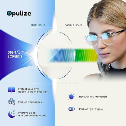 OPULIZE SEE Reading Glasses with Blue Light Blocking for Women and Men, Narrow Frame, Spring Hinges, Computer Gaming Glasses, Brown Blue Arm +3.5 (Pack of 1)