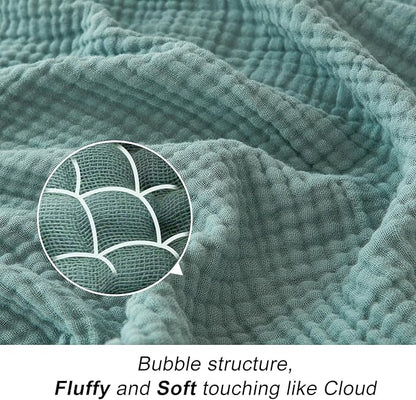EMME Cotton Throw Blanket for Couch Soft Muslin Blankets 50"x60" Lightweight Breathable Blanket All Season Gauze Blanket, Teal