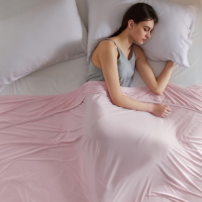 Bedsure Pink Cooling Blanket King Size for Hot Sleepers - Summer Cold Blanket for King Size Bed with Rayon Derived from Bamboo, Ice Cool Cold Arc-Chill Thin Summer Bedding Essentials, 108x90