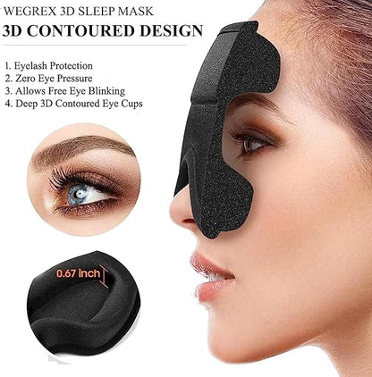 Sleep Mask, 3D Sleeping Mask, Zero Eye Pressure, 100% Light Blocking Eye Mask, Soft Comfortable for Travel & Side Sleepers, WEGREX Sleep Mask (Pink)
