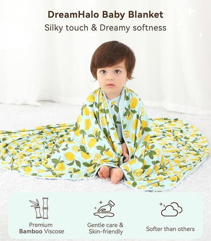 Premium Baby Blankets, Soft Viscose from Bamboo Blanket for Boys and Girls, Nursery Crib Bedding Quilt for Newborn and Toddler, Cooling for Hot Sleepers, 50'' x 50'' Lemons
