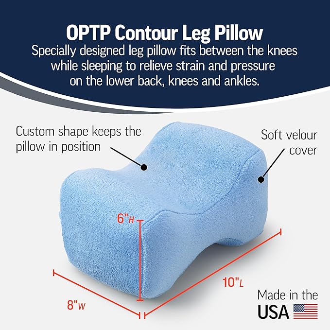 OPTP Contour Leg Pillow - Foam Knee Pillow for Side Sleepers - Fits Between The Knees to Relieve Strain and Pressure on The Low Back, Knees and Ankles