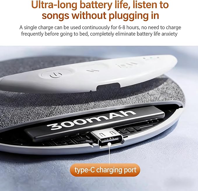 Bluetooth Pillow Speaker for Sleeping, Under Pillow Speaker with Sleep Timer & White Noise, Thin Speaker for Bed, Hi-Fi Sound, 48H Battery, Type-C, Private Listening for Adults & Kids (Pro)