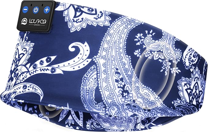 LOVE EYE Sleep Headphones Wireless Headband Headphones Bluetooth 5.4 for Side Sleeper Bluetooth Headband Earphones for Sports for tech Gadgets Gifts (Navy Blue)