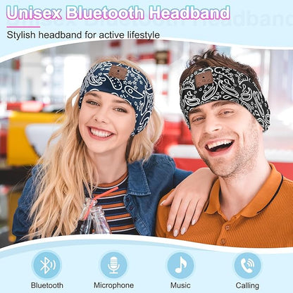 Sleeping Headphones, Bluetooth 5.4 Headband Headphones, Wireless Headband for Yoga, Running, Workout, Travel, Sports, Unique Presents for Adult Teens - Black&Blue