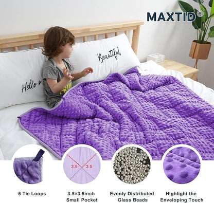 MAXTID Violet Weighted Blanket for Kids 5lbs 36inx48in for Children 30 to 70lbs Child Heavy Blanket Purple
