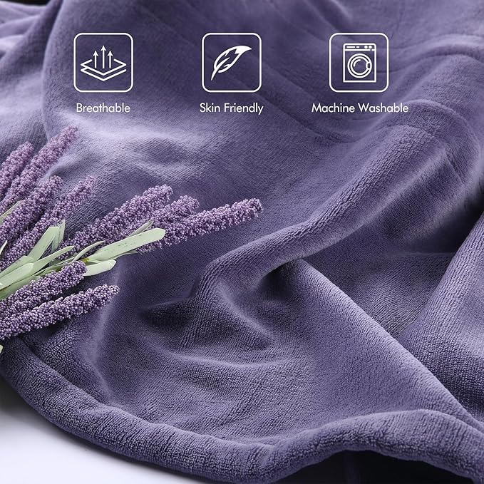 Electric Blanket Twin Size - 62"x84" Heated Blanket with Overheating Protection, Extremely Cozy Soft Fast Heating with 5 Levels & 10 Hours Auto Off, Lavender Purple