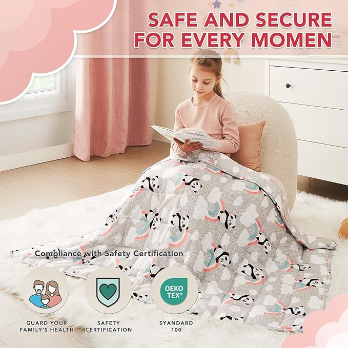 CuteKing Weighted Blanket - Weighted Blanket with Premium Glass Beads - Breathable Heavy Blanket for Comfort Sleep - Soft Thick Blanket All Season(3lbs, 36"x48", HappyPanda)