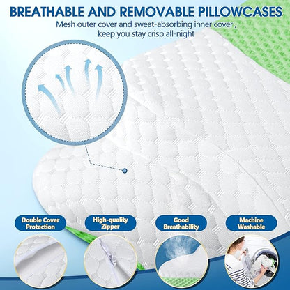 Memory Foam Pillows, Cervical Pillow for Neck and Shoulder Pain Relief, Ergonomic Contour Bed Pillow, Soft for Side Sleep Stomach Sleeping and Back Sleeper