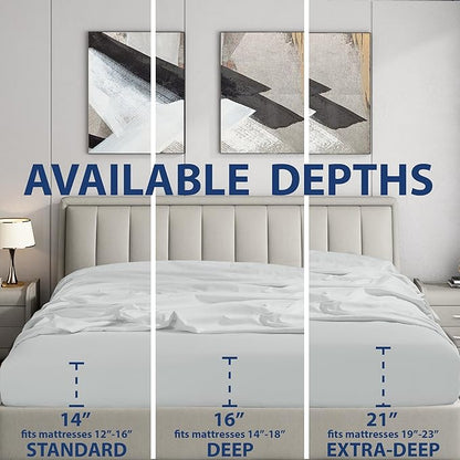 Cathay Home King Fitted Sheet - Double Brushed Ultra Soft – Wrinkle & Fade Resistant - 16" Deep Pocket Fitted Sheet Only - Good Fit for 14"-18" Deep Mattress (King, Blush)